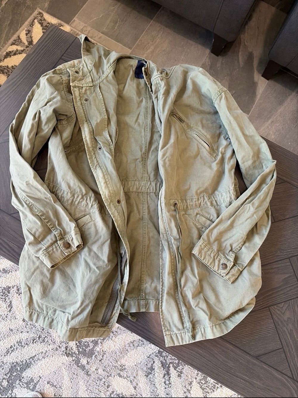 American Eagle Green Hooded Utility Jacket